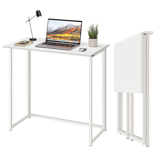 Dripex Faltbar Tisch Schreibtisch Computertisch für Homeoffice Arbeitszimmer Klappbar PC Tisch (Weiß, Keine Montage) von Dripex