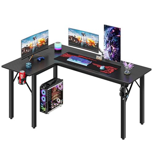 Dripex Gaming Tisch L Form Eckschreibtisch Gaming Schreibtisch L-förmiger Computertisch für Büro, Schlafraum, Schwarz 145x100x76 cm (L Form Links) von Dripex