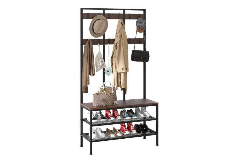 YOLEO Garderobenständer Garderobe mit Sitzfläche und Schuhregal 100x40x184cm von YOLEO