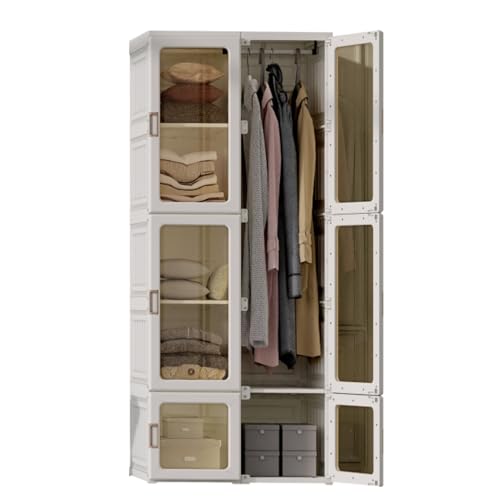 Dripex Kleiderschrank, Schrank 69 x 170 x 50 cm (B x H x T), einfache Montage, Faltbarer Mehrzweckschrank mit Stange, magnetische Türen, für Wohnzimmer Schlafzimmer Weiß von Dripex