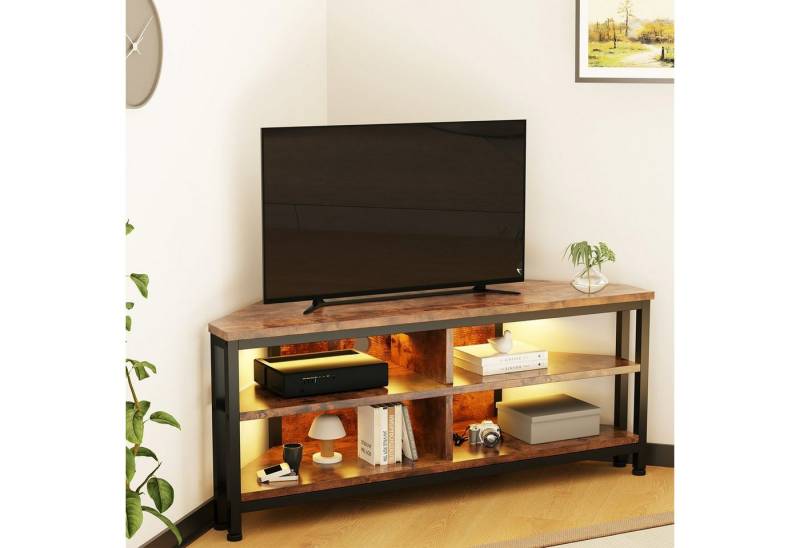Dripex Lowboard TV Eckschrank Eckkommode Schrank mit LED Beleuchtung, Breite 106cm von Dripex