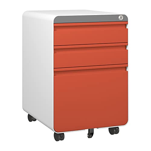 Dripex Metall Rollcontainer Stahl Rollcontainer mit 2 Schubladen und Hängeregistratur Abschließbarer Büroschrank Bürocontainer 5 Räder Aktenschrank 40 x 45 x 60 cm von Dripex