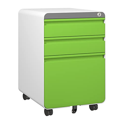 Dripex Metall Rollcontainer Stahl Rollcontainer mit 2 Schubladen und Hängeregistratur Abschließbarer Büroschrank Bürocontainer 5 Räder Aktenschrank 40 x 45 x 60 cm von Dripex
