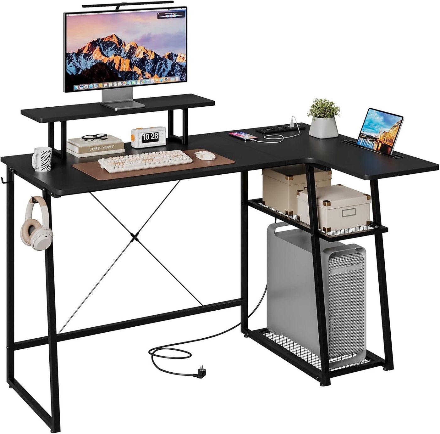 Dripex Schreibtisch L Form-Schreibtisch mit Regal, USB und Steckdose Dripex Schreibtisch L Form-Schreibtisch mit Regal, USB und Steckdose von Dripex