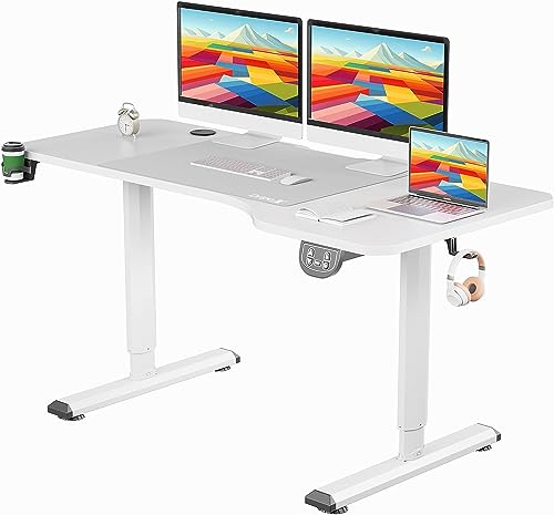 Dripex Schreibtisch höhenverstellbar elektrisch 160x75cm, Stehschreibtisch stufenlos verstellbar, höhenverstellbarer Schreibtisch, ergonomischer Computertisch mit gespleißter Platte, weiß von Dripex