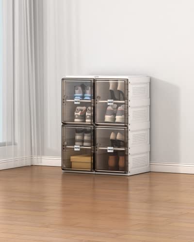 Dripex Schuhboxen Stapelbar, Aufbewahrungsbox mit Magnetischer Tür, 8er Set, faltbar, für Schuhe bis Größe 45, 34 x 53 x 67 cm von Dripex