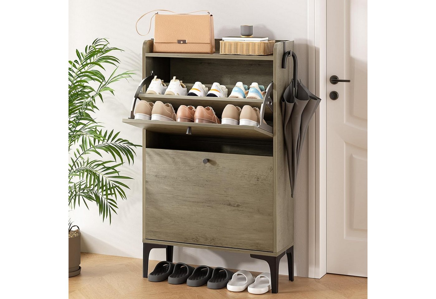 Dripex Schuhschrank mit 2 klappbaren Schubladen und Metallfüßen, verstellbare Fächer Dripex Schuhschrank mit 2 klappbaren Schubladen und Metallfüßen, verstellbare Fächer von Dripex