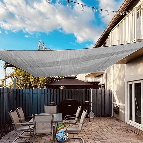 Dripex Sonnensegel 4x5 m Sonnenschutz Set inkl Befestigungsseile Rechteckig Wasserabweisend Polyester Imprägniert 95% UV Schutz Windschutz Wetterschutz für Balkon Garten Terrasse Grau von Dripex
