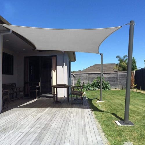 Dripex Sonnensegel wasserdicht Sonnenschutz Set 3X3 m inkl Befestigungsseile Rechteckig Polyester Imprägniert 95% UV Schutz Windschutz Wetterschutz für Balkon Garten Terrasse - Grau von Dripex