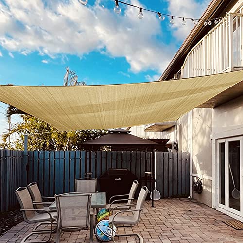 Dripex Sonnensegel Sonnenschutz Set inkl Befestigungsseile Rechteckig Wasserabweisend Polyester Imprägniert 95% UV Schutz Windschutz Wetterschutz 3X4 m für Balkon Garten Terrasse Sand von Dripex