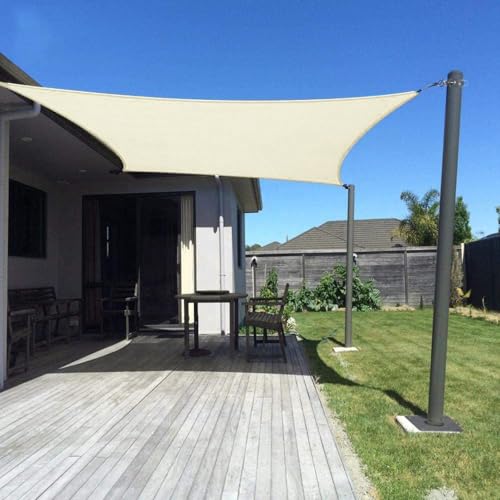 Dripex Sonnensegel wasserdicht Sonnenschutz Set 4X5 m inkl Befestigungsseile Rechteckig Polyester Imprägniert 95% UV Schutz Windschutz Wetterschutz für Balkon Garten Terrasse - Cremeweiß von Dripex