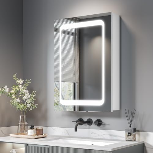 Dripex Spiegelschrank Bad mit Beleuchtung, Badezimmerschrank mit Spiegel, Steckdose und Glasablage, Weiß Sensor-Schalter, Beschlagfrei 50 x 70 cm Verbesserte Version Dripex Spiegelschrank Bad mit Beleuchtung, Badezimmerschrank mit Spiegel, Steckdose und Glasablage, Weiß Sensor-Schalter, Beschlagfrei 50 x 70 cm Verbesserte Version von Dripex