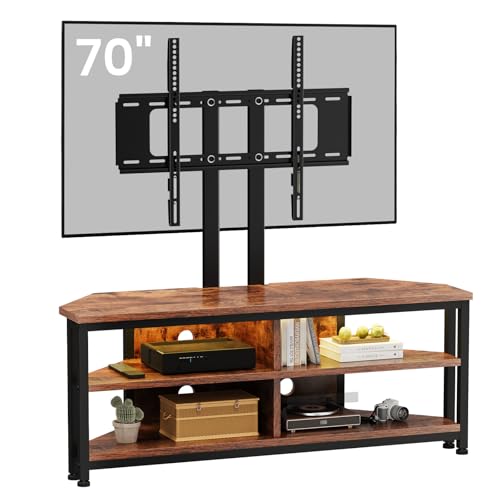 Dripex TV Lowboard mit Halterung und LED-Beleuchtung Eckschrank Fernsehtisch Eckkommode 106x45.5x36 cm, Braun von Dripex