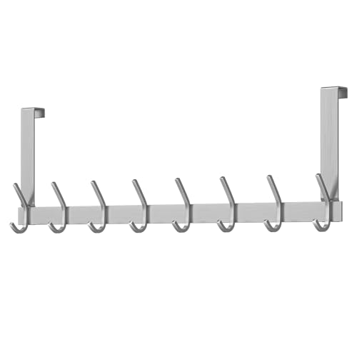 Dripex Ttürhaken zum Einhängen mit 8 Haken, Türgarderobe Edelstahl für deutsche Türen, Kleiderhaken Tür Ohne Bohren, Garderobenhaken tür für Küche, Badezimmer, Flur und Schlafzimmer, Silber Dripex Ttürhaken zum Einhängen mit 8 Haken, Türgarderobe Edelstahl für deutsche Türen, Kleiderhaken Tür Ohne Bohren, Garderobenhaken tür für Küche, Badezimmer, Flur und Schlafzimmer, Silber von Dripex