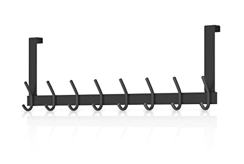 Dripex Türhaken zum einhängen mit 8 Doppelhaken aus hochwertigem Edelstahl Türgarderobe für Türfalz bis 2,1 cm Türhänger Schwarz von Dripex