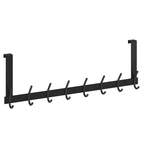 Dripex Ttürhaken zum Einhängen mit 8 Haken, Türgarderobe Edelstahl für deutsche Türen, Kleiderhaken Tür Ohne Bohren, Garderobenhaken tür für Küche, Badezimmer, Flur und Schlafzimmer, Schwarz von Dripex