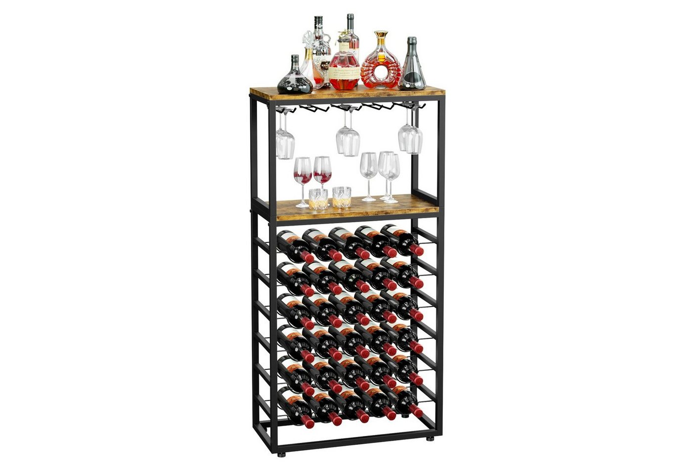 Dripex Weinregal Flaschenregal für 30 Flaschen mit Glashalter und Tischplatte von Dripex
