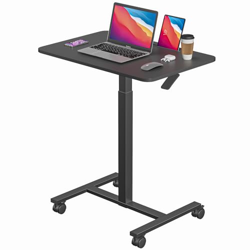 Dripex mobiler Stehpult, Computertisch pneumatisch höhenverstellbarer, laptoptisch mit 4 Rollen, Überbett-Tisch, Steh-Sitztisch beistelltisch für Wohnzimmer, schwarz, 71-112cm Dripex mobiler Stehpult, Computertisch pneumatisch höhenverstellbarer, laptoptisch mit 4 Rollen, Überbett-Tisch, Steh-Sitztisch beistelltisch für Wohnzimmer, schwarz, 71-112cm von Dripex