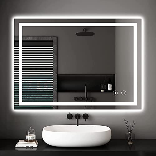 Dripex Led Badspiegel mit Beleuchtung Badezimmer Spiegel mit Touch-Schalter, Dimmbar, 3 Lichtfarbe Einstellbare Badezimmerspiegel mit Beleuchtung, Beschlagfrei 50x70 cm von Dripex