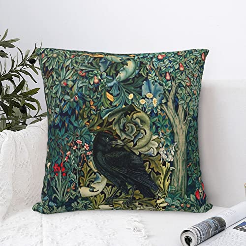 Dripglw William Forest Raven On Acanthus Leaves Blue Green Floral 12 Morris Throw Pillow Covers 45,7 x 45,7 cm Aesthetic Pillow Decorative Pillowcase Home Decor Wohnzimmer Kissenbezug Bett Sofa Couch von Dripglw