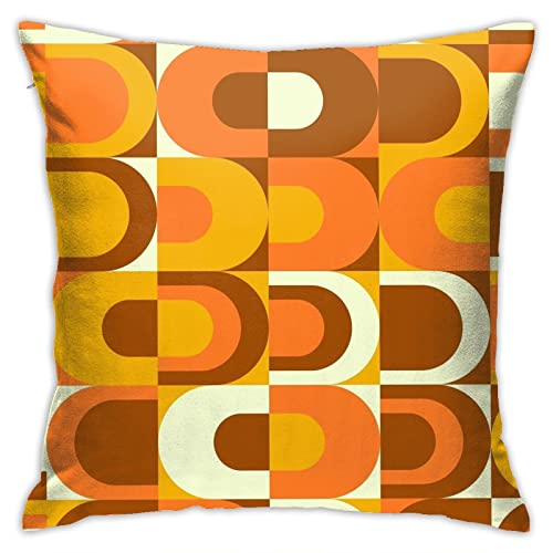 Drissa 70er Jahre Muster Retro Inustrial in Orange- und Brauntönen Kissenbezüge, dekorativer Überwurf-Kissenbezug, 45,7 x 45,7 cm, quadratisch, Couch-Kissenbezug für Heimdekoration, Sofa, Wohnzimmer, von DRISSA