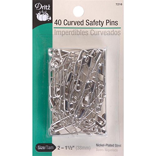 Dritz 83821 Curved Safety Pins Sicherheitsnadeln, nickel, Size 2, 40 stück von Dritz