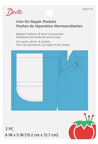 Dritz Iron-On Repair Pockets Reparaturtaschen, zum Aufbügeln, neutral, (2-Count) von Dritz