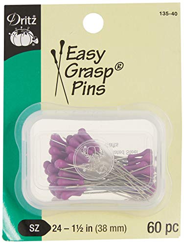 Dritz Easy Grasp Pins-Purple, Multicoloured, 1-1/2-Inch (38mm) (60-Count) von Dritz