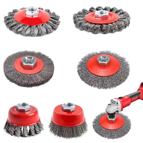 DriveNova 6 Stück Drahtbürste Winkelschleifer Flex, Winkelschleifer Zubehör, M14 Edelstahldraht Drahtbürste 75mm und 100mm, Drahtbürste Flex Set für Bohrmaschine Polier,Schleifen,Entrosten,Entgraten von DriveNova