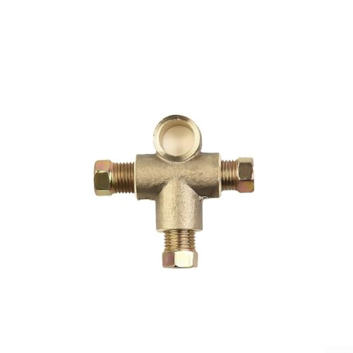 3-Wege-Bremsleitung, T-Stück T-Stück mit 3 kurzen Muttern M10, 10 mm x 1 mm, Pitch Brake Pipe Union für die Verwendung mit 3/16 Zoll Bremsleitungen und 10 mm O/D-Rohr von Drivstraw
