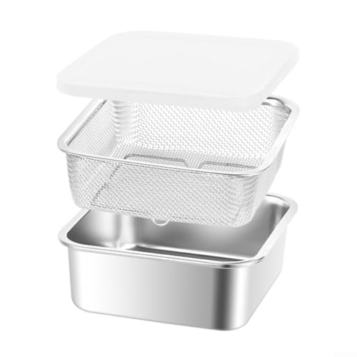Drivstraw 3-teiliges Bratblech-Set – Edelstahl-Ofen-Pfanne mit Rost – abnehmbare Roste Backformen – Brat- und Siebkorb (19 x 19 x 7,2 cm) von Drivstraw