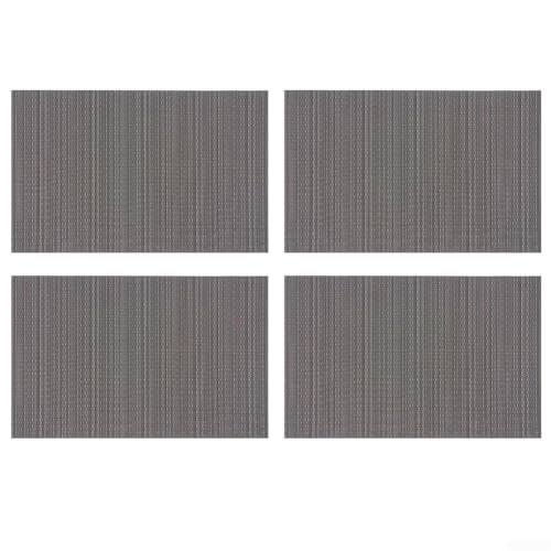 Drivstraw 4 Tischsets mit wasserdichten und ölbeständigen Eigenschaften, aus Vinyl- und Polyester-Mischgewebe, perfekt für den Einsatz in geschäftigen Küchen (dunkelgrau) von Drivstraw