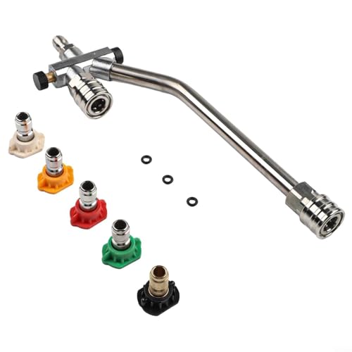Drivstraw Doppelkopf-Hochdruckreiniger-Adapter mit 5 Düsen, 1/10.2 cm Schnellanschluss-Zwei-Wege-Ventil, Edelstahl, für Autos, Motorräder, Einfahrten, Verkleidungen, Böden, Fensterreinigung von Drivstraw