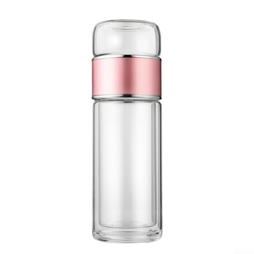 Drivstraw Doppelschichtige Glas-Teetasse mit integriertem Teesieb und Teetrennung, großes Fassungsvermögen 360 ml, 420 ml, 450 ml, wärmeisoliertes Design für Zuhause, Büro, Reisen, in Rot oder Silber von Drivstraw
