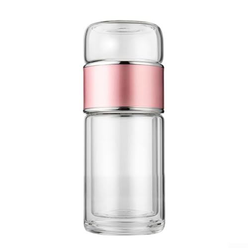 Drivstraw Doppelschichtige Glas-Teetasse mit integriertem Teesieb und Teetrennung, großes Fassungsvermögen 360 ml, 420 ml, 450 ml, wärmeisoliertes Design für Zuhause, Büro, Reisen, in Rot oder Silber von Drivstraw