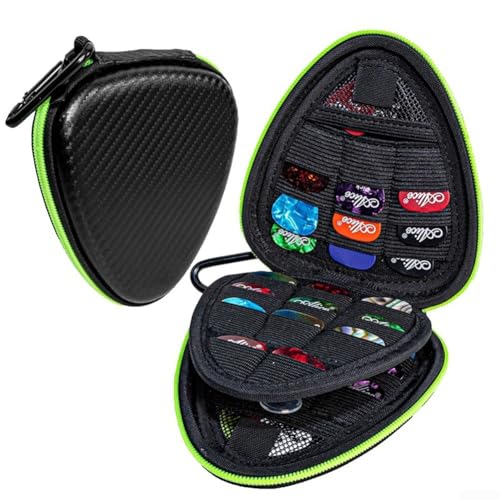 Drivstraw Gitarrenplektren-Halter – Harter EVA-Plektren-Organizer – Aufbewahrungstasche Box Plektren Tasche tragbar – Zubehör für akustische E-Gitarre (schwarz) von Drivstraw