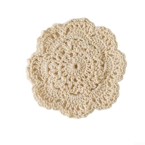 Drivstraw Handgefertigte Untersetzer aus Baumwolle, gehäkelt, Bohemian-Blumenmuster, für Couchtisch, Küche, Bar oder Restaurant, schützt vor Hitze und Feuchtigkeit (1 Stück) von Drivstraw