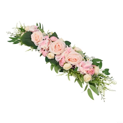 Drivstraw Hochzeitsbogen Blumen künstliche Rose Girlande für Zeremonie Heimdekoration handgefertigt Seide Rose Blumenarrangement Indoor Outdoor Dekoration (Rosa) von Drivstraw