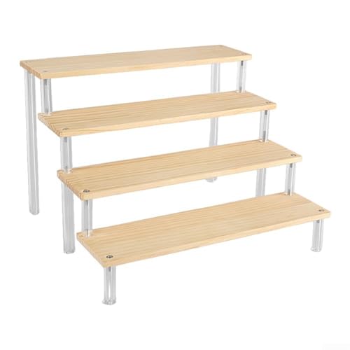 Drivstraw Holzleiter-Präsentationsständer aus Acryl, mehrschichtig, für Sammlerstücke, Kosmetik, Desserts (4 Ebenen, 20 cm) von Drivstraw