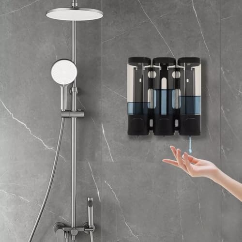 Drivstraw Manueller Seifenspender mit 3 Köpfen, wandmontiert, schwarzer ABS, nachfüllbar, Badezimmer-Duschgel- und Shampoospender für Zuhause, Hotel, öffentliche Toilette, Krankenhaus oder (dreifach) Drivstraw Manueller Seifenspender mit 3 Köpfen, wandmontiert, schwarzer ABS, nachfüllbar, Badezimmer-Duschgel- und Shampoospender für Zuhause, Hotel, öffentliche Toilette, Krankenhaus oder (dreifach) von Drivstraw
