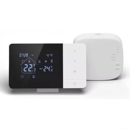 Drivstraw Programmierbares Heizkessel-Thermostat für Heizung, Kühlung, Smart-App und Sprachsteuerung, kompatibel mit Tuya, batterie- oder USB-betrieben (mit WLAN) von Drivstraw