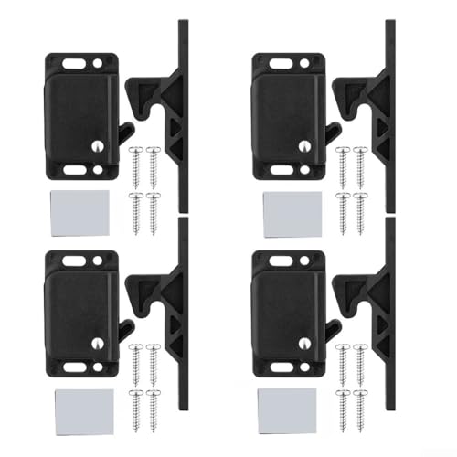 Drivstraw Türschlösser zum Öffnen von Schranktüren, ABS-Material, für Wohnmobile, Wohnwagen, Schubladen, Schränke, schwarze Riegel, 4 Stück von Drivstraw