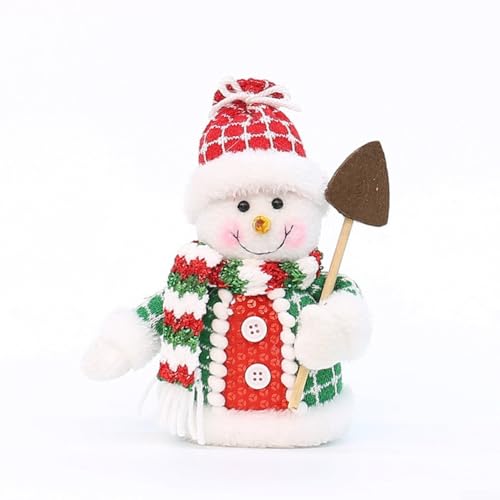Drivstraw Weihnachtsmann Schneemann Rentier Plüsch Puppen Weihnachten Ornament Festliche Dekoration Stoff Rot Grün Set für Home Office Tisch Kaminsims Fenster (Schneemann) von Drivstraw