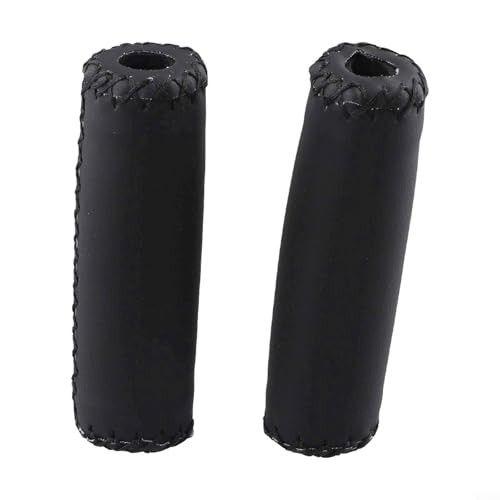Lenkergriffe aus Vintage-Kunstleder mit überlegener Rutschfestigkeit und stoßdämpfendem Design für Fahrräder (120 mm schwarz) von Drivstraw