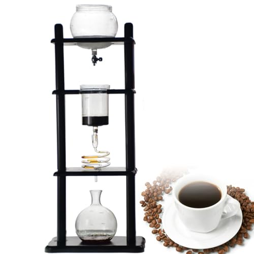 Drmoxin Eiskaffee-Kaltbrühturm, Glaskaffee-Tropfmaschine, einstellbarer Tropfer, abnehmbare Glas-Kaltbrühmaschine mit wiederverwendbarem Tropffilter, Einweihungsgeschenk für Kaffeeliebhaber von Drmoxin