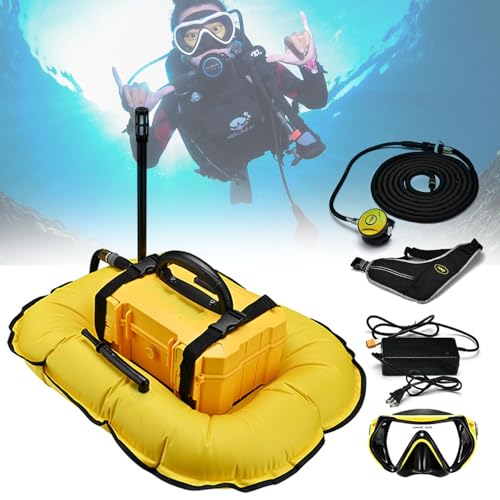 Drmoxin Tauchsystem, aufblasbarer Tauchventilator mit Atemregler, abnehmbares Tauchgerät, maximale Tauchtiefe 10/15 Meter, für Sporttauchen und Angeln,Yellow-D300 von Drmoxin