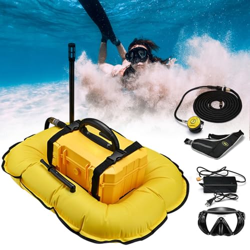 Drmoxin Tragbarer Tauchventilator,tankloses Tauchsystem mit Schwimmring und Magnetschalter für Unterwassererkundung und Angeln, Tauchen bis 10/15 Meter,Yellow-D300 von Drmoxin