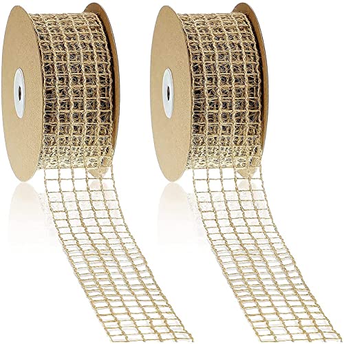 Droagoct 2 Rollen 20 Meter by 2.5 Weihnachtsmaschen Sackleinen Kabelgebundenes Band Offen Weben Sackleinen Netz Schleife Natural Stoffband Droagoct 2 Rollen 20 Meter by 2.5 Weihnachtsmaschen Sackleinen Kabelgebundenes Band Offen Weben Sackleinen Netz Schleife Natural Stoffband von Droagoct
