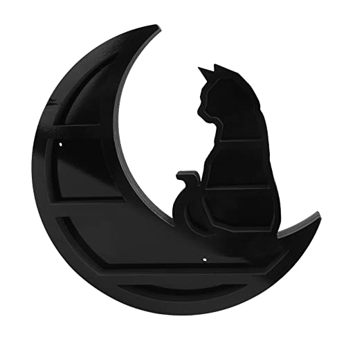 Droagoct Katze auf Dem Mond Kristall Regal Mond Regal Schwarzes PVC Kristallregal mit Katzendesign für Wohnzimmer, Esszimmer, Bettaufbewahrung Droagoct Katze auf Dem Mond Kristall Regal Mond Regal Schwarzes PVC Kristallregal mit Katzendesign für Wohnzimmer, Esszimmer, Bettaufbewahrung von Droagoct