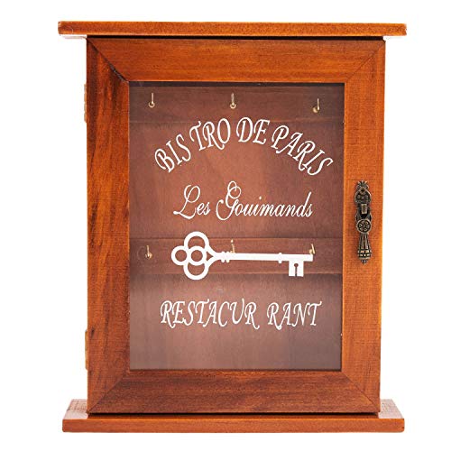Droagoct Vintage EuropäIschen HolzschlüSsel Storage Cabinet Key Holder Box mit HäNgenden von Droagoct